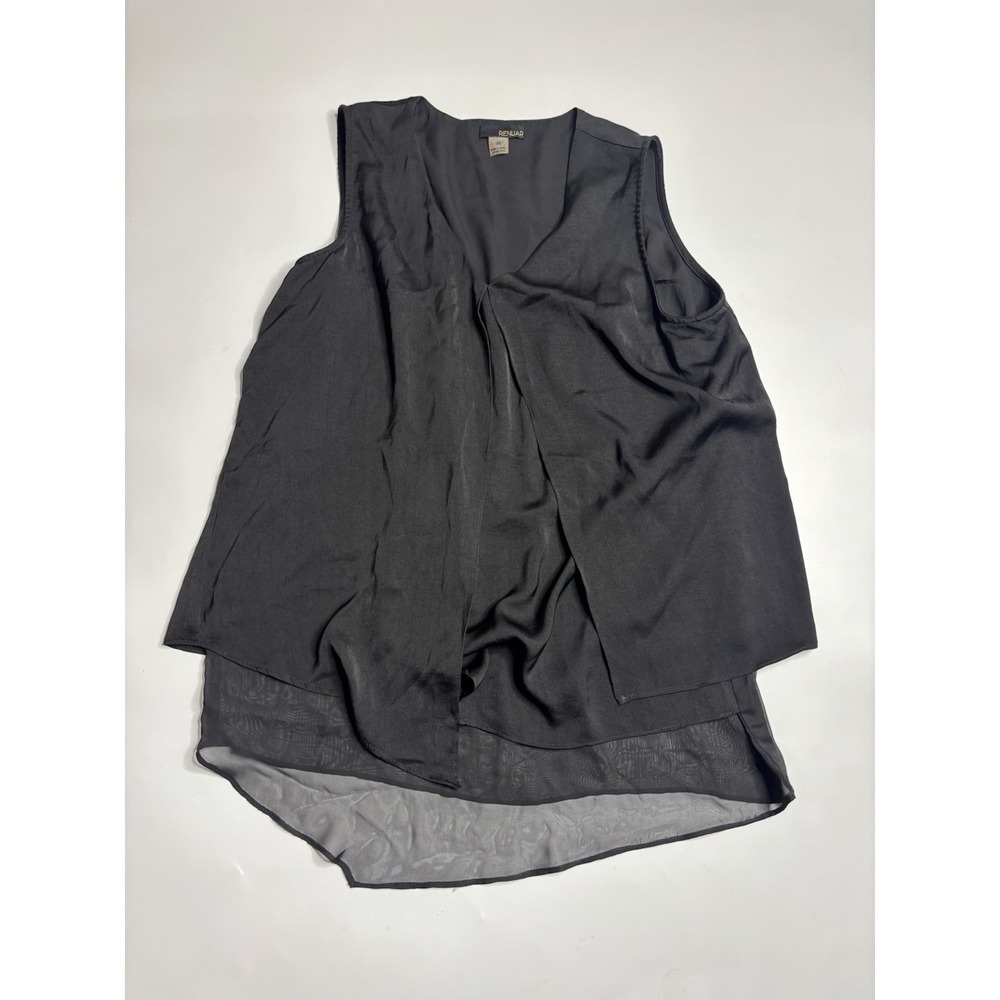 Renuar Women's M Silk Black Sleeveless Blouse Flowy Gossip Girl 2000s Y2K Goth